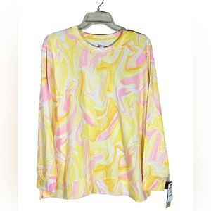 Ideology Large  Pink White yellow orange swirl long sleeve top